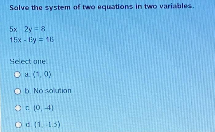 Solved Solve the system of two equations in two variables. | Chegg.com