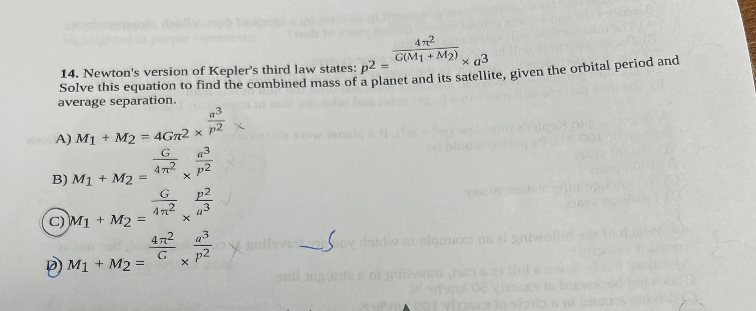 Solved Newton's version of Kepler's third law states: | Chegg.com
