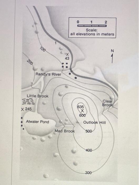 Solved Using the topographic map below, answer the following | Chegg.com