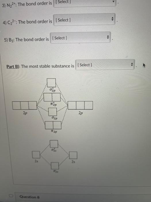 Solved Use the molecular orbital diagram shown to determine | Chegg.com