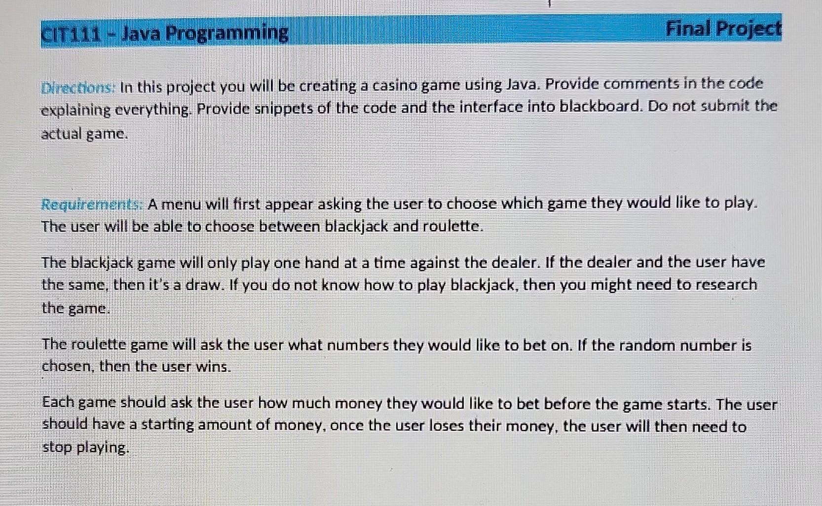 Solved Directions: In this project you will be creating a | Chegg.com