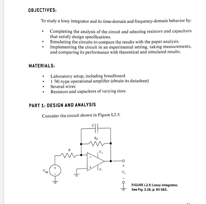 Solved OBJECTIVES: To study a lossy integrator and its | Chegg.com