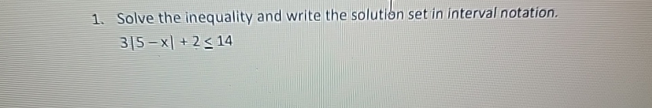 Solved Solve the inequality and write the solution set in | Chegg.com