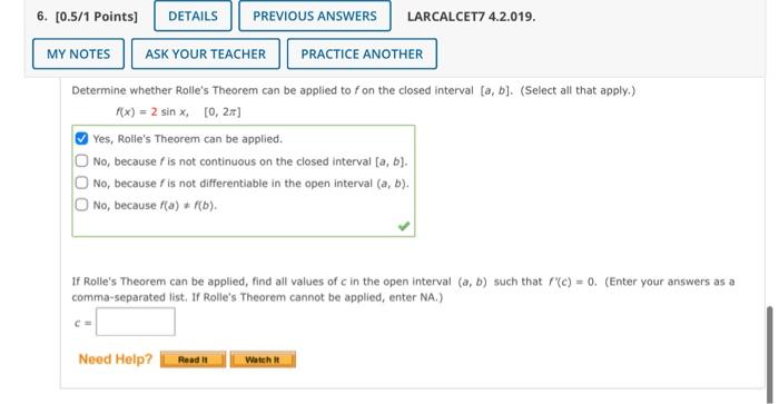 Solved Determine Whether Rolle's Theorem Can Be Applied To F | Chegg.com