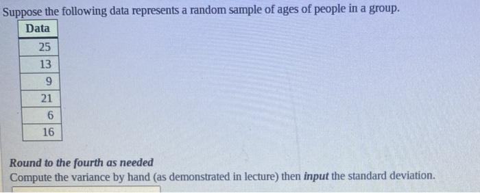 Solved Suppose the following data represents a random sample | Chegg.com