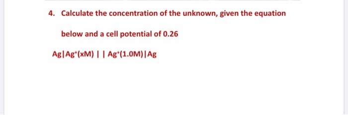 Solved Calculate The Concentration Of The Unknown Given The Chegg Solved Calculate The Concentration Of The Unknown Given The Chegg