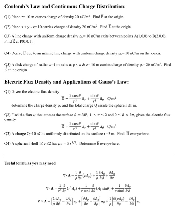 Solved Coulomb's Law and Continuous Charge Distribution: (1) | Chegg.com