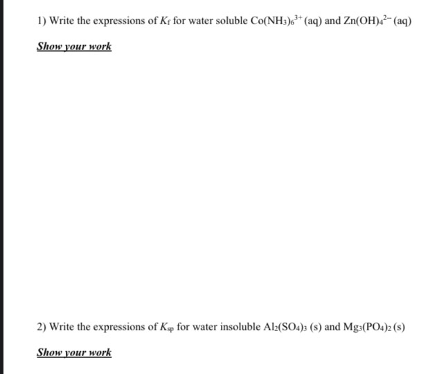 Solved 5 Consider The Reaction Cu Oh 2 S 4nh3 Aq Chegg Com