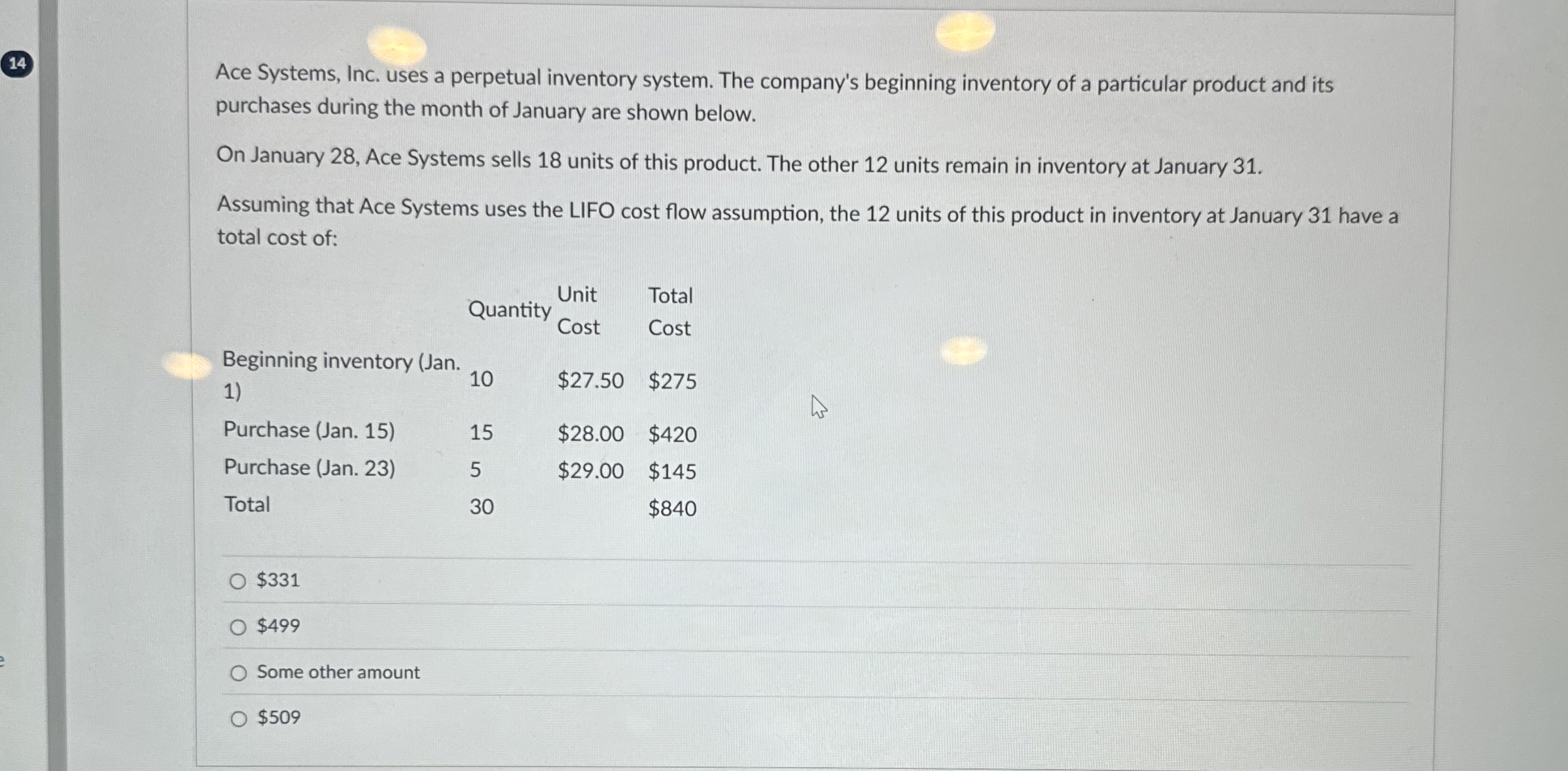 Solved 14Ace Systems, Inc. Uses A Perpetual Inventory | Chegg.com