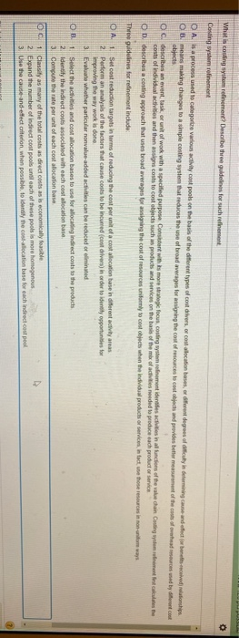 Solved What coling system refinement Describe three | Chegg.com