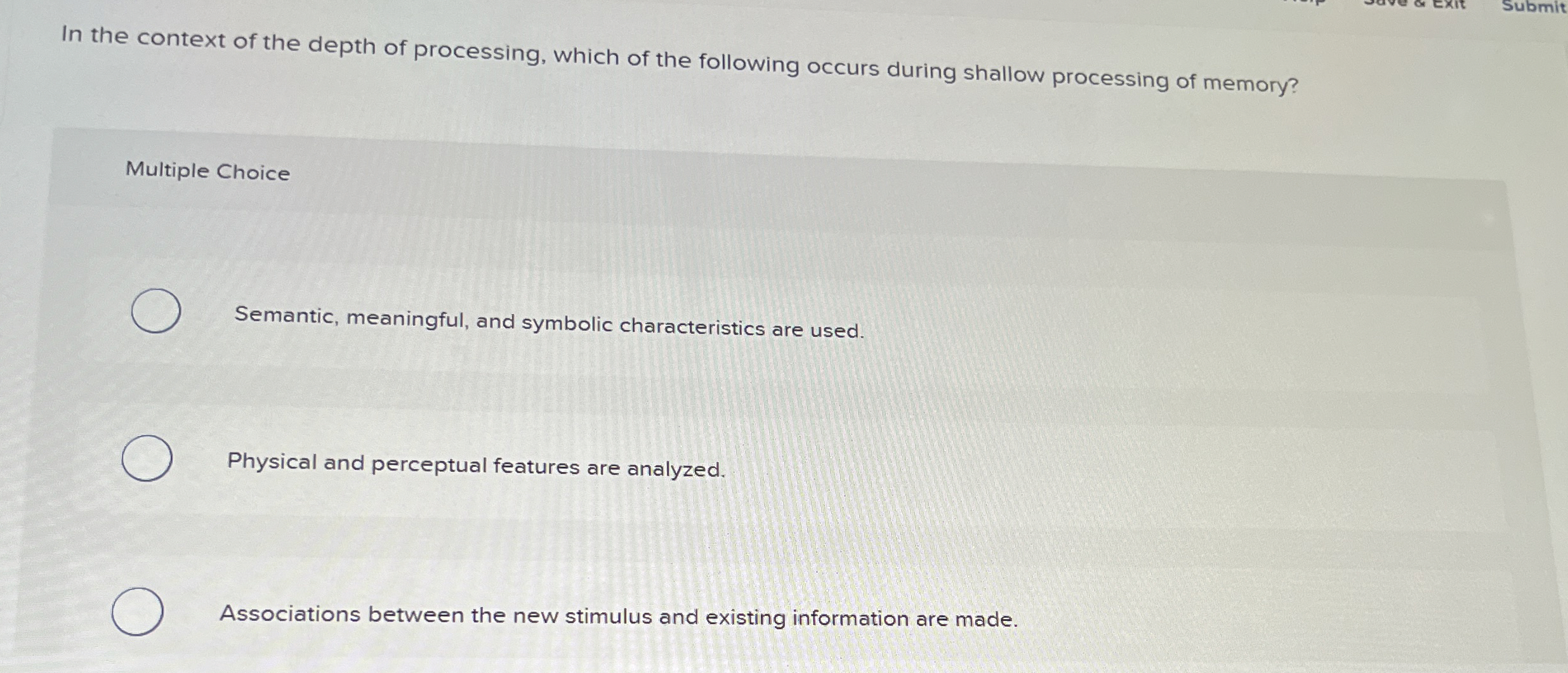Solved In the context of the depth of processing, which of | Chegg.com