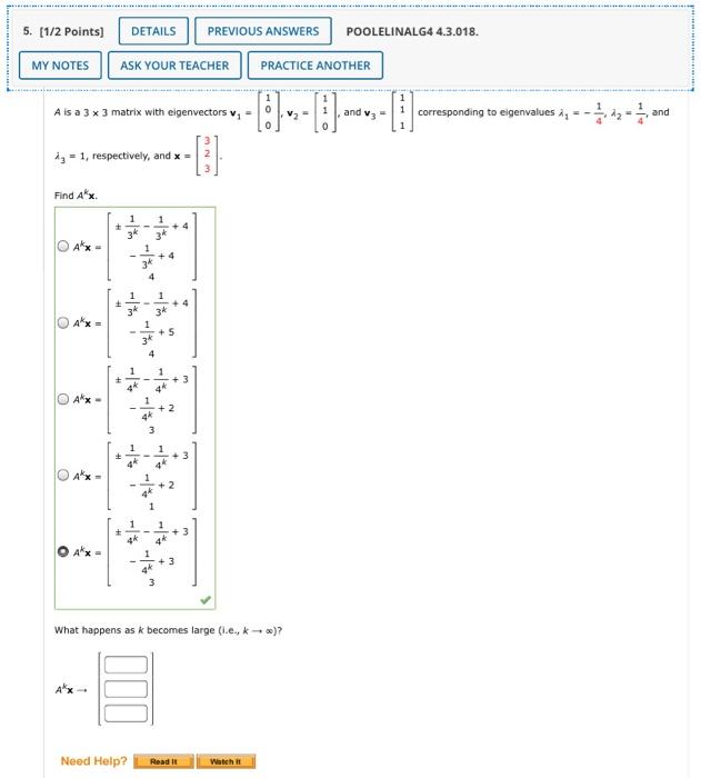 Solved DETAILS POOLELINALG4 4.3.005. 1. [-/2 Points] MY | Chegg.com