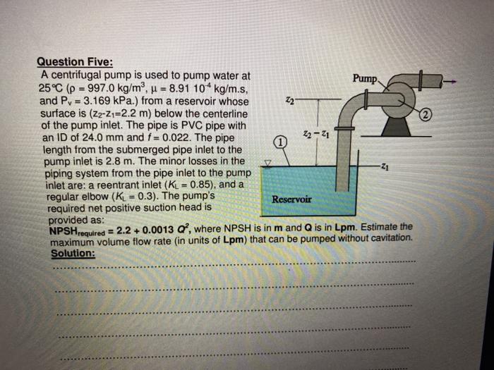 Solved Question One A single axial flow water pump has the
