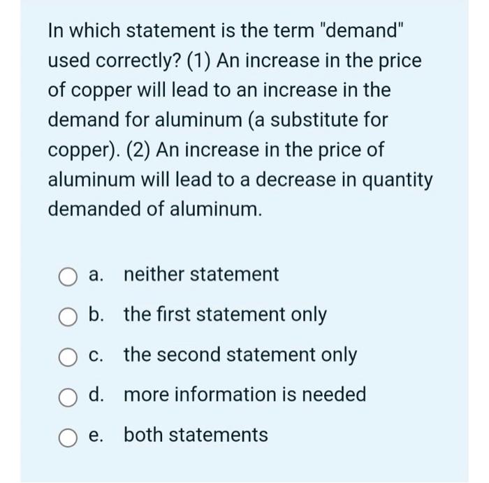 Solved In which statement is the term 