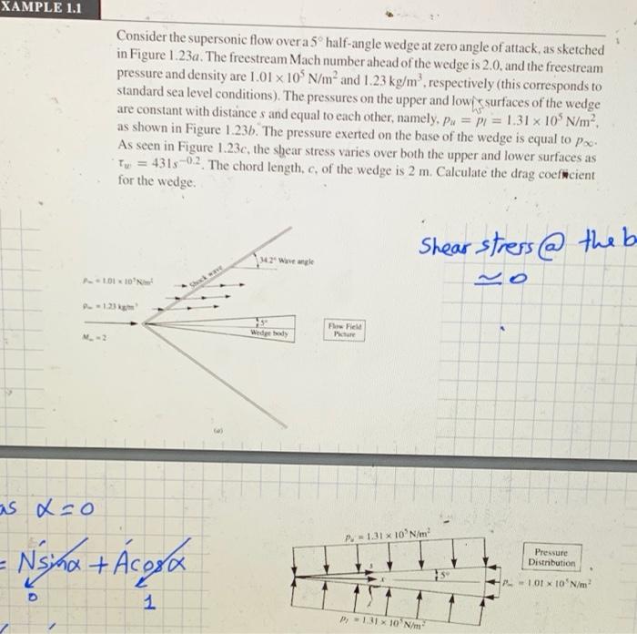 Solved XAMPLE 1.1 Consider the supersonic flow over a 5 | Chegg.com