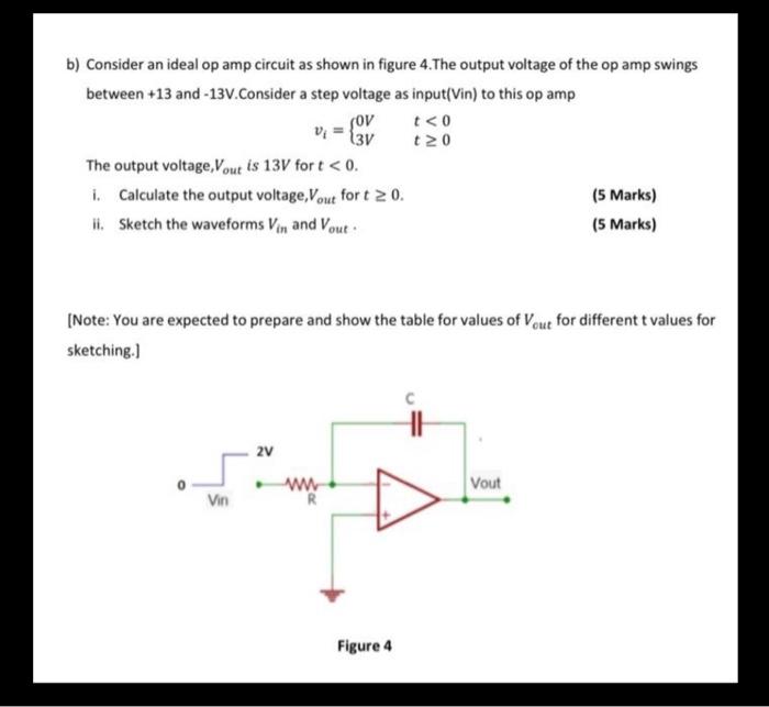 Solved Gov vi = {3V b) Consider an ideal op amp circuit as | Chegg.com