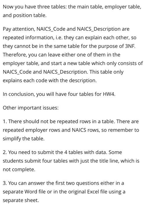 Now you have three tables: the main table, employer table, and position table. Pay attention, NAICS_Code and NAICS_Descriptio