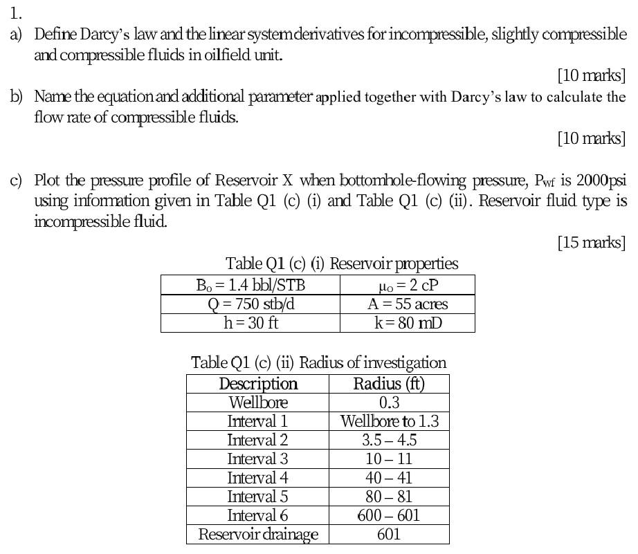 Solved 1. a) Define Darcy's law and the linear system | Chegg.com