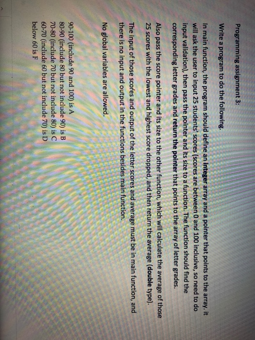 Solved Programming assignment 3: Write a program to do the | Chegg.com