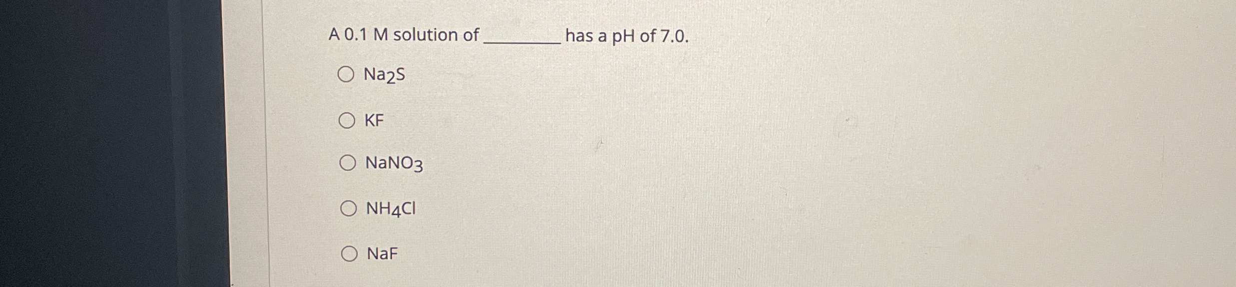 Solved A 0.1 ﻿M Solution Of Q, ﻿has A PH Of | Chegg.com