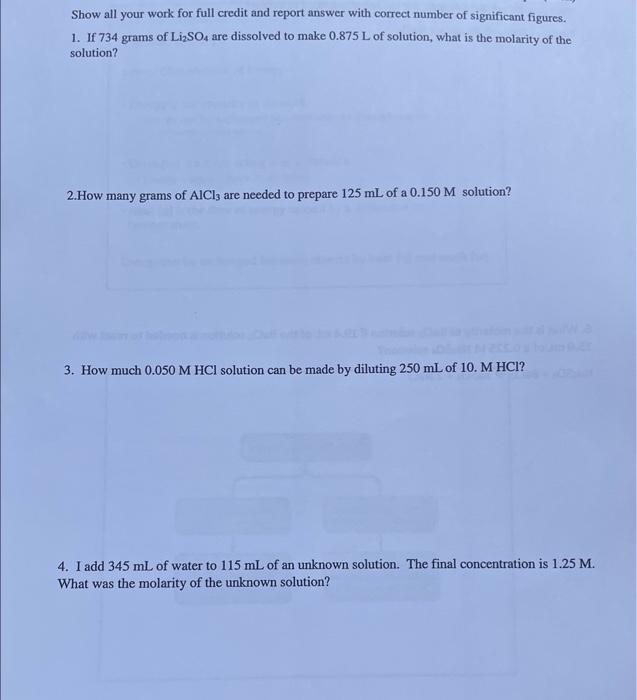 Solved Show all your work for full credit and report answer | Chegg.com