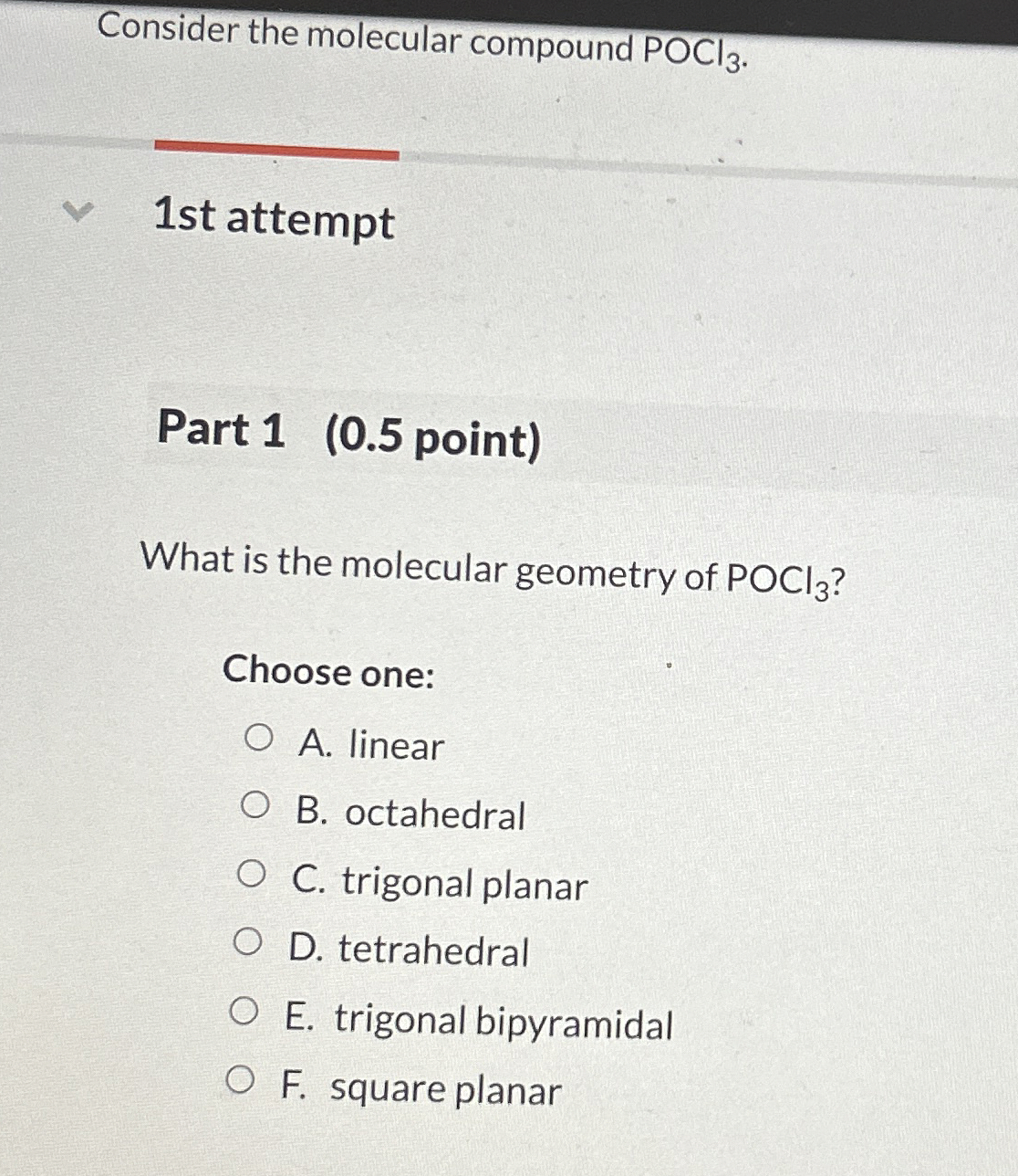Solved Consider the molecular compound POCl3.1st attemptPart
