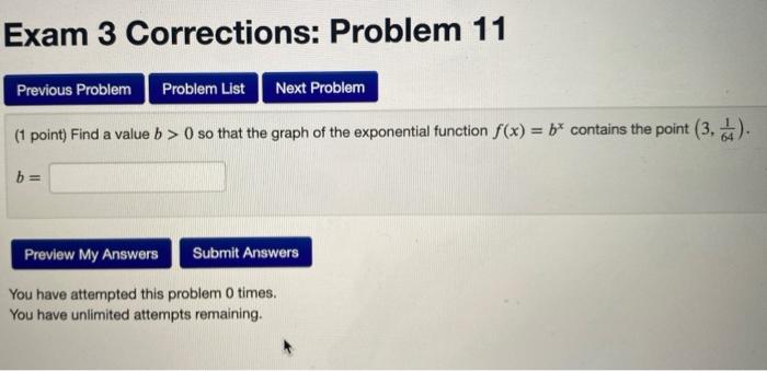 Solved Exam 3 Corrections: Problem 11 Previous Problem | Chegg.com