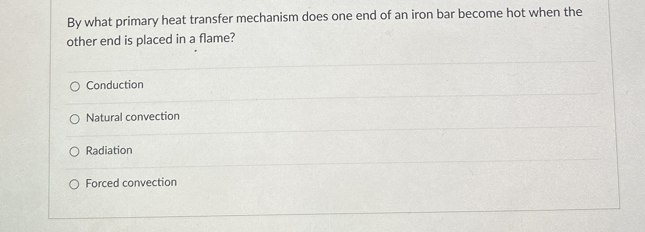 Solved By what primary heat transfer mechanism does one end | Chegg.com