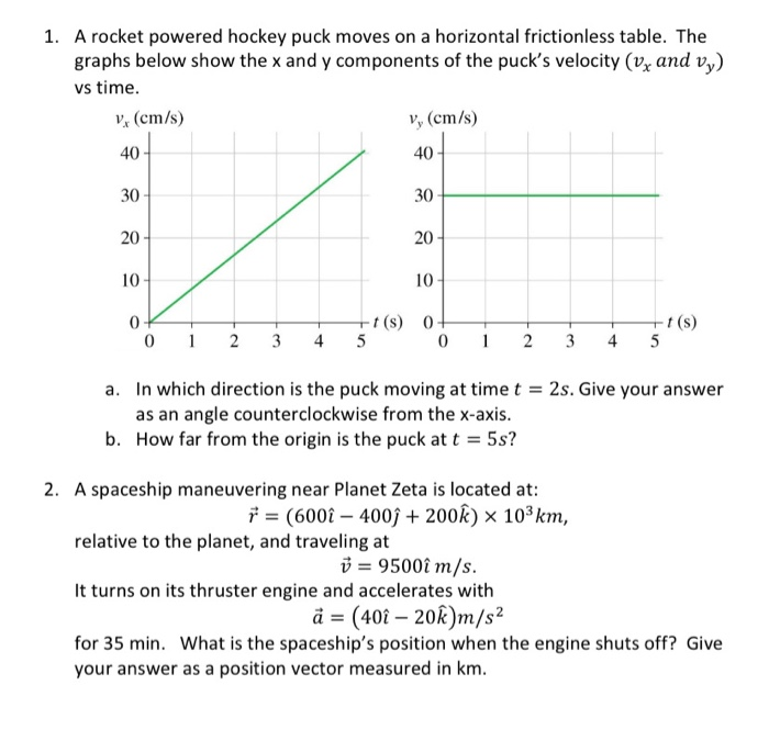 Solved 1 A Rocket Powered Hockey Puck Moves On A Horizon Chegg Com