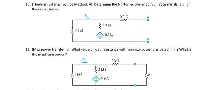 Solved 10. [Thevenin External Source Method, Aj Determine | Chegg.com
