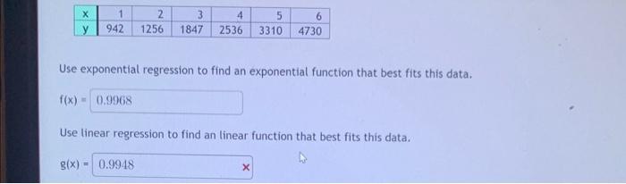 Solved Use exponential regression to find an exponential | Chegg.com