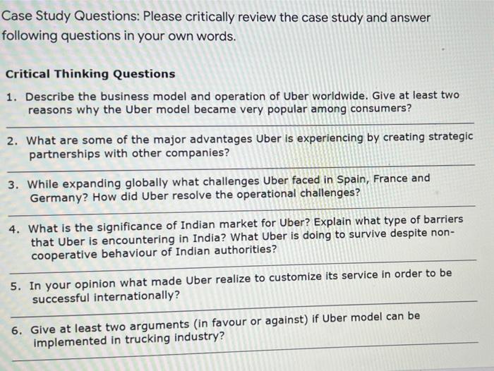 uber case study questions and answers