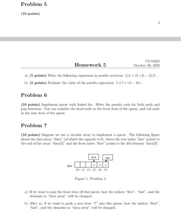 Solved Problem 5 (10 points) 2 CS 01225 October 30, 2020 | Chegg.com