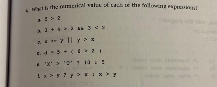 Solved 4. What is the numerical value of each of the | Chegg.com
