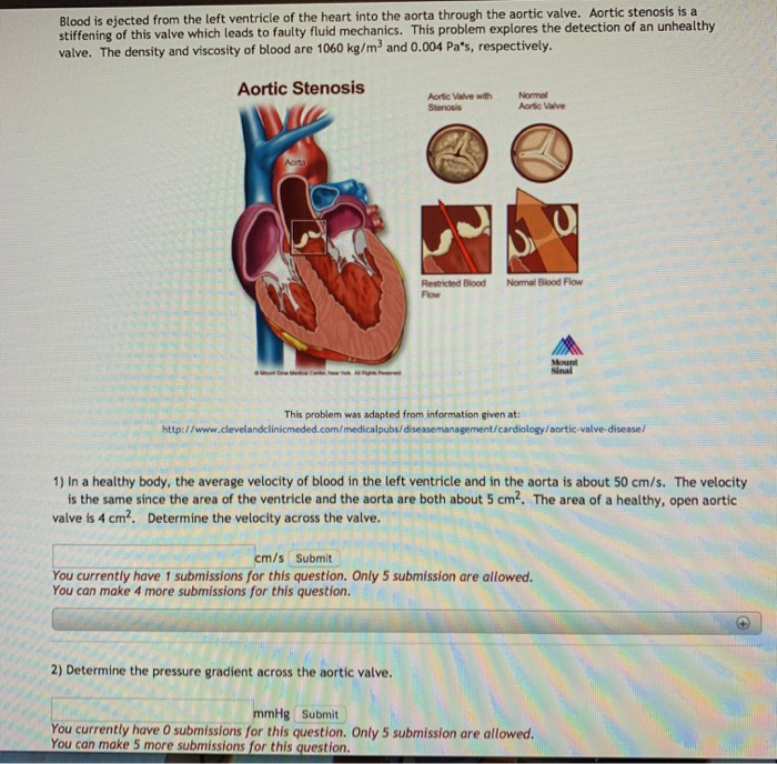 Solved Blood is ejected from the left ventricle of the heart | Chegg.com