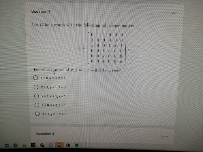 Solved Question 3 point Let G be a graph with the following | Chegg.com
