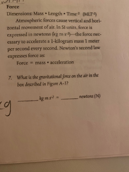 Solved Force Dimensions Mass Length Time2 (MLT2)