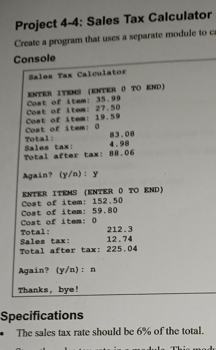 Tax calculator deals for items