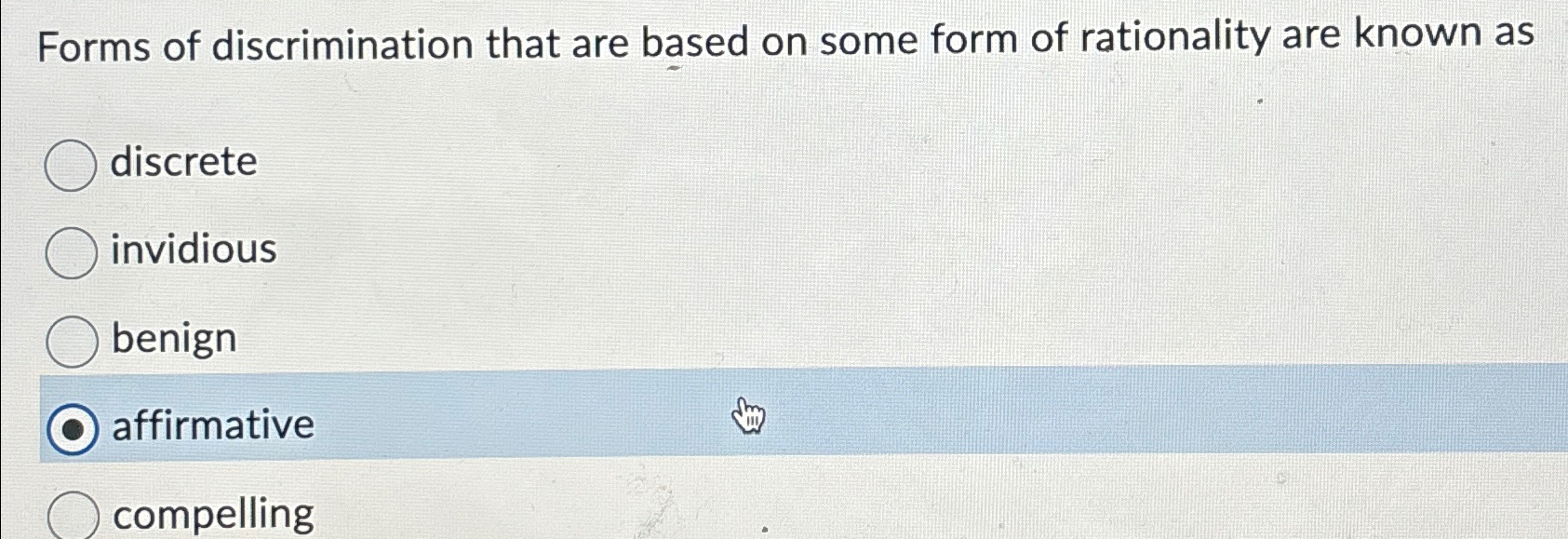 Solved Forms of discrimination that are based on some form | Chegg.com
