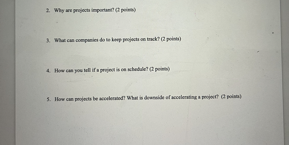 Solved Why are projects important? ( 2 ﻿points)What can | Chegg.com