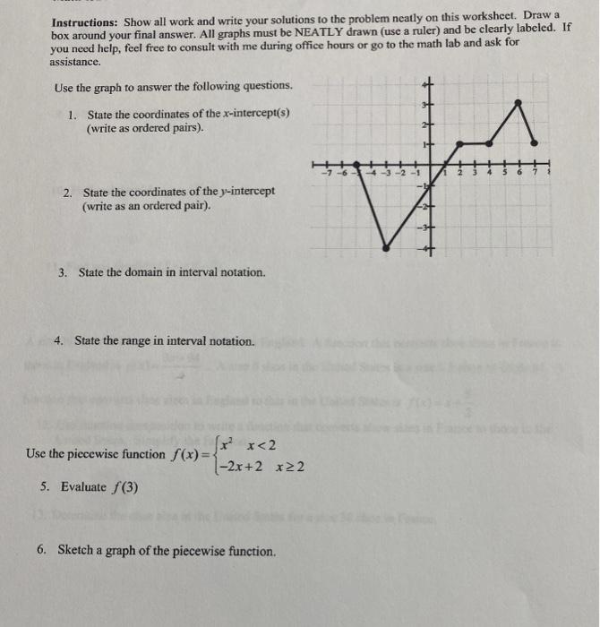 Solved Instructions: Show all work and write your solutions | Chegg.com