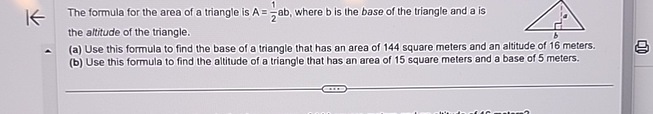 how to find area of triangle with altitude and base