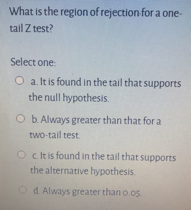 solved-what-is-the-region-of-rejection-for-a-one-tail-z-chegg