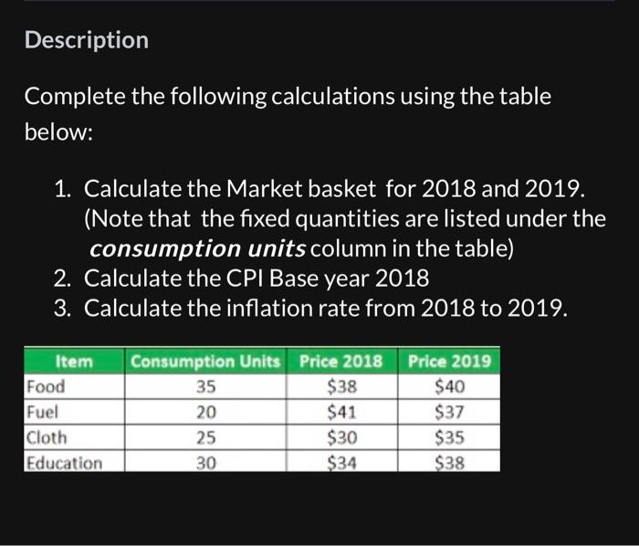 [Solved] Description Complete the following calculations u