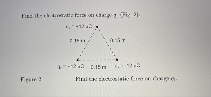 Solved Find the electrostatic force on charge qı (Fig. 2). | Chegg.com