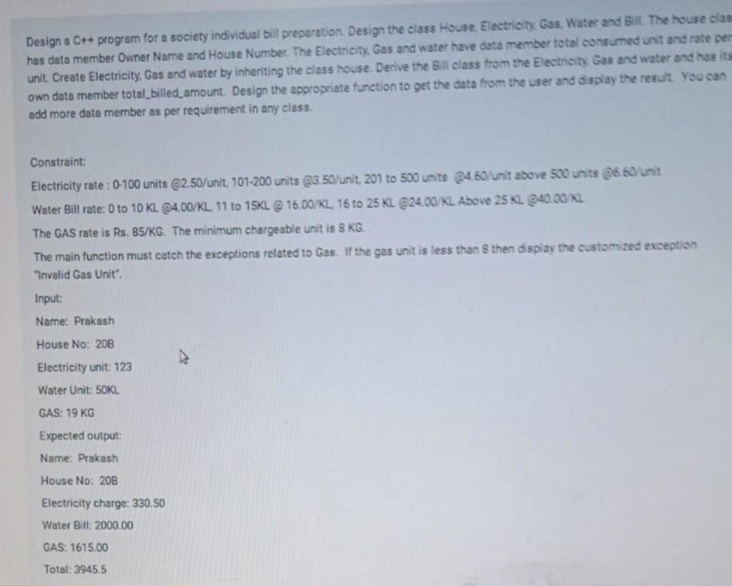 Solved Design a C++ program for a society individual bill | Chegg.com