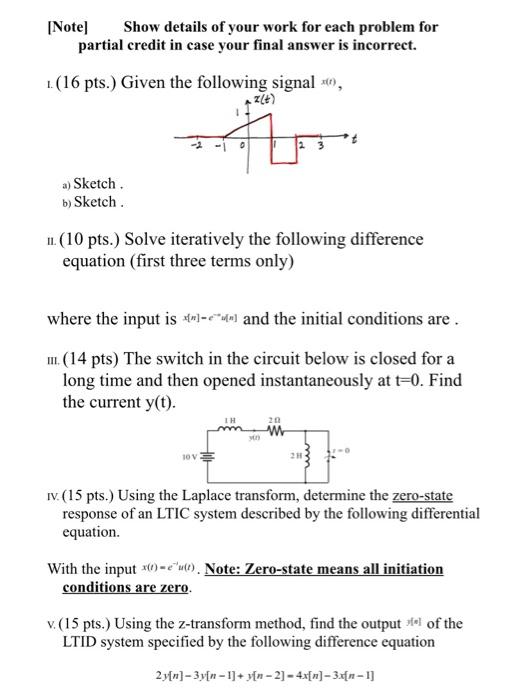 Solved [Note) Show details of your work for each problem for | Chegg.com
