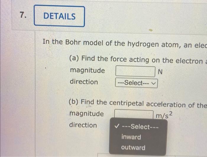 Solved In the Bohr model of the hydrogen atom, an electron | Chegg.com
