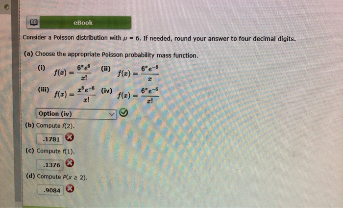 Solved Ebook Consider A Poisson Distribution With U 6 If Chegg Com