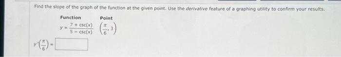 Solved Find the slope of the graph of the function at the | Chegg.com